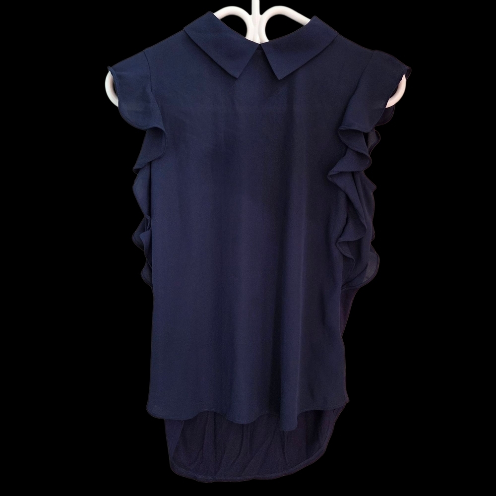 RW&CO. Blue Sleeveless Ruffled Blouse Size XS